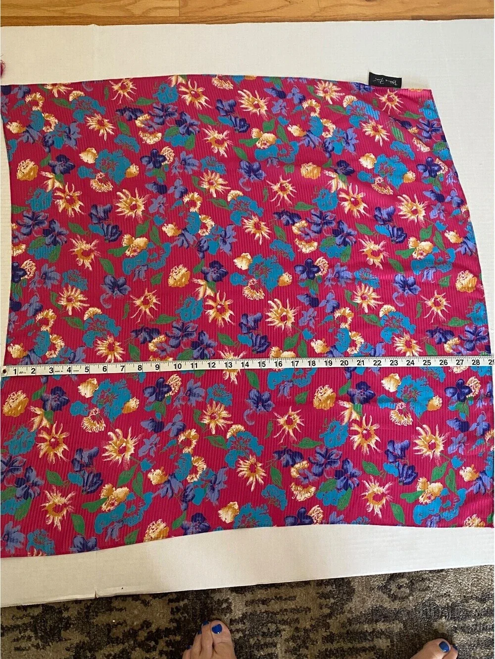 Beautiful Diane Freis Floral Silk Scarf Tasseled Square